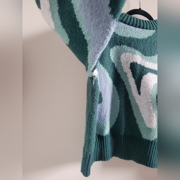 Colorblock Swirl Abstract Cropped Sweater Womens Size Medium - Picture 3 of 8